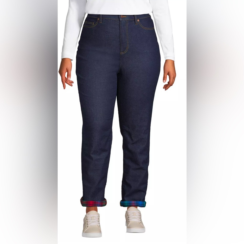 Plus Size Recover High-rise Straight Leg Flannel Lined Jeans